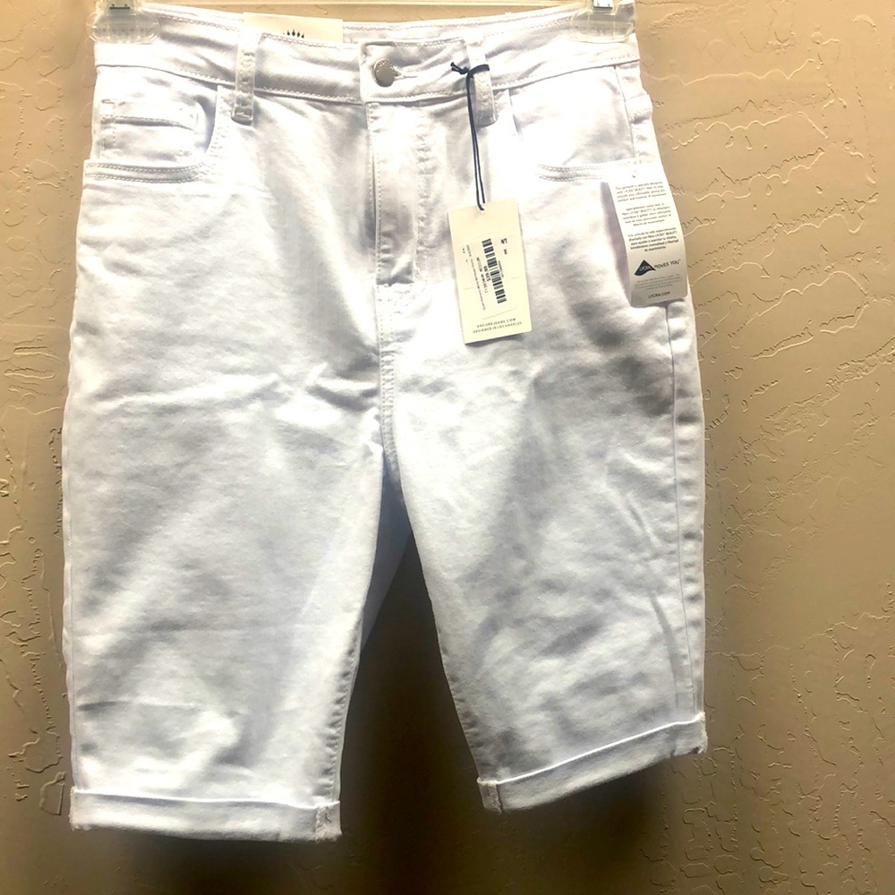 White High Rise Roll Up Bermuda Short